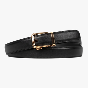 mens black dress belt gold buckle Leather Belt Gold Buckle main image 0