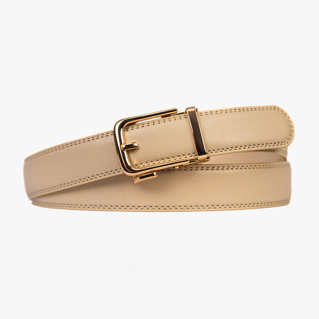 Bella Belts Classic Belt - Beige - Gold Buckle