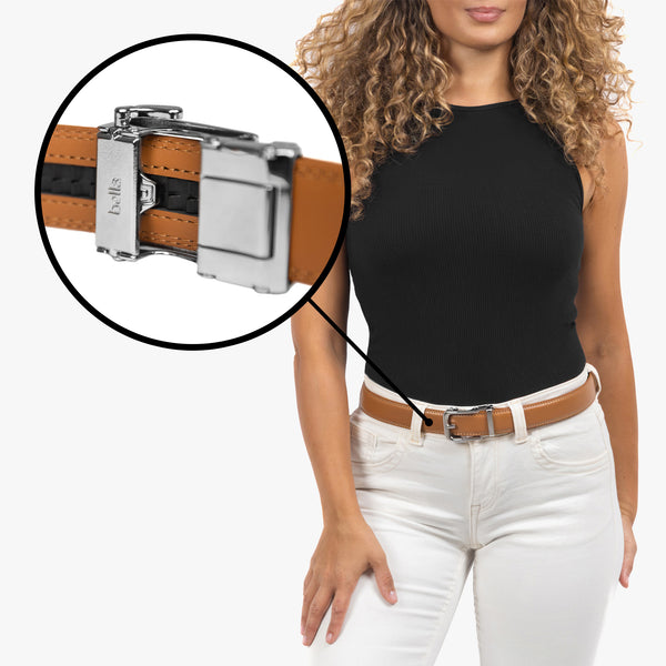 Woven Leather Belt - Cognac
